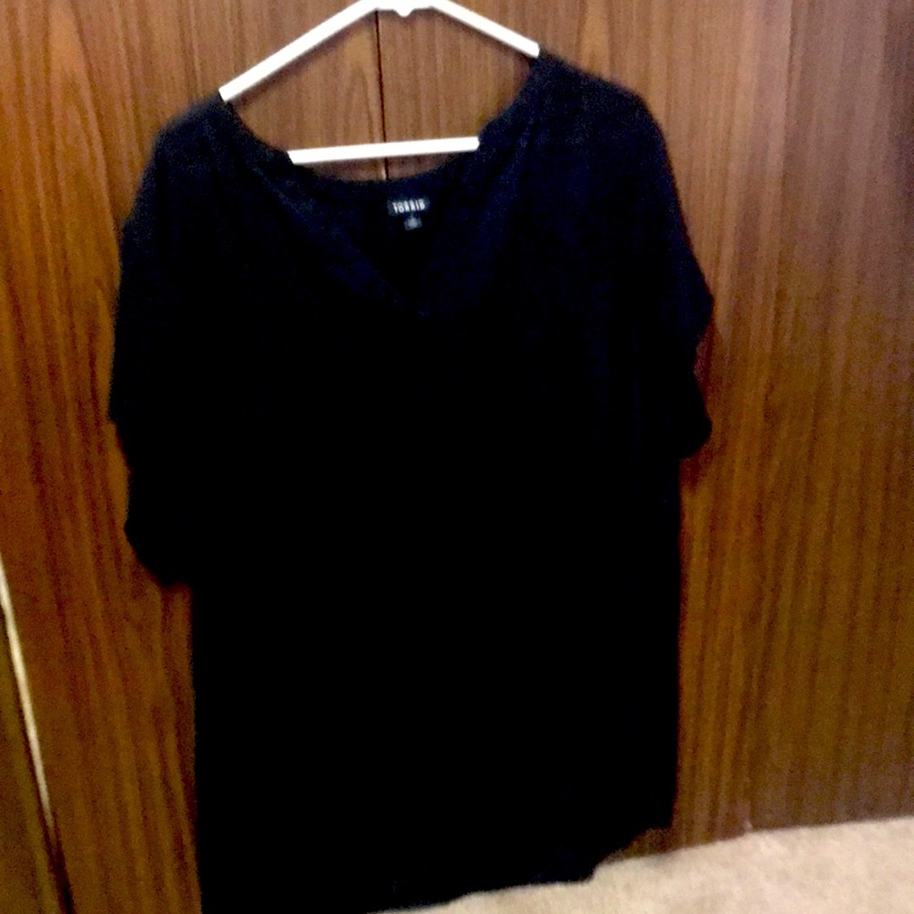 Short sleeve sheer black blouse